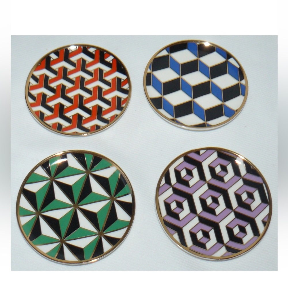 New Coasters Porcelain Giftable by Jonathan Adler Green, Red, Black and Blue